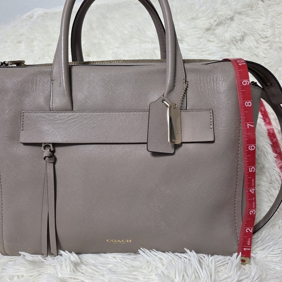 Coach Bleeker Saffiano Leather Riley Carryall Large Crossbody Bag Gray #30149 - Picture 12 of 16
